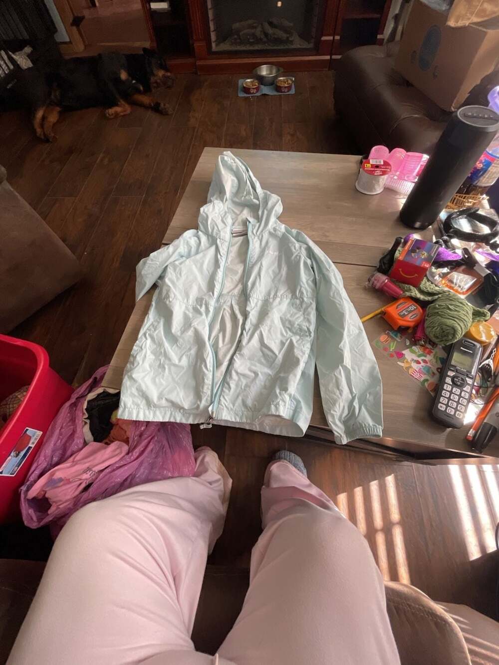 Columbia girls Light Blue Full Zip Hooded Windbreaker Jacket small 7/8